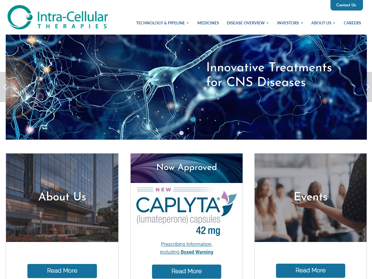 Intra-Cellular Therapies Website - Body1